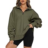 LANBAILAN Womens Oversized Sweatshirts Fall Sweaters Fashion Hoodies Half Zip Pullover Long Sleeve Shirts Clothes Black
