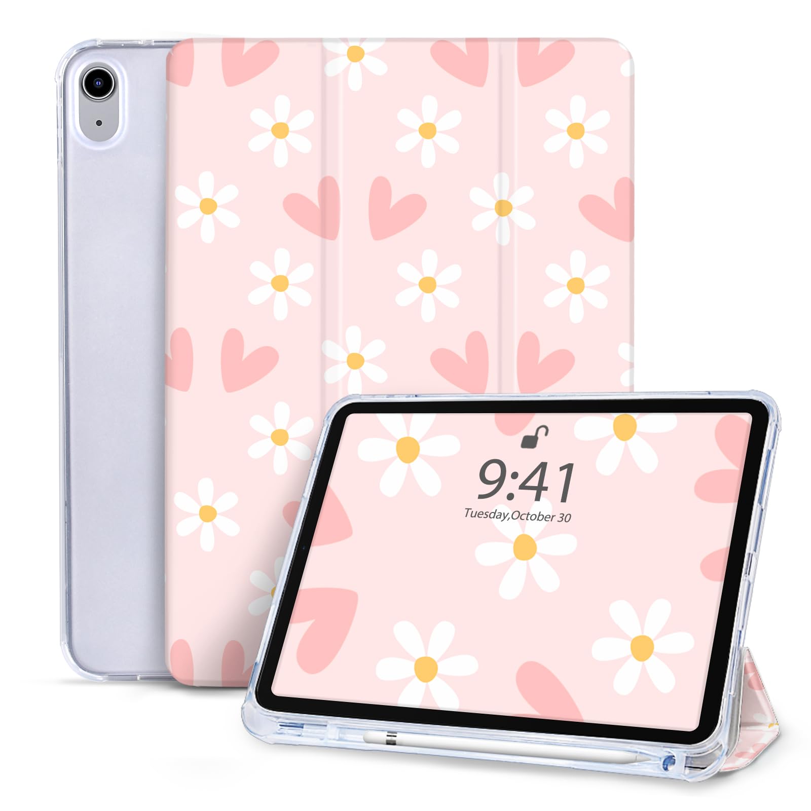 Vozehui 10.9 inch iPad 10th Gen Case with Pencil Holder, Tri-fold Stand, Slim Lightweight Protective Smart Cover with Auto Sleep/Wake