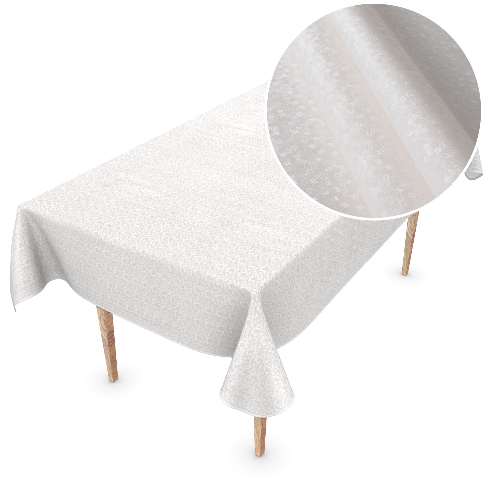 ANRO Premium Oilcloth Tablecloth Vinyl Wipe Clean 110 x 150 cm White Mother of Pearl