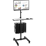 Mount-It! Rolling Computer Cart, Mobile Workstation with Tray Monitor Mount and CPU Holder, Height Adjustable and Mobile Stand for Office and Industrial Use