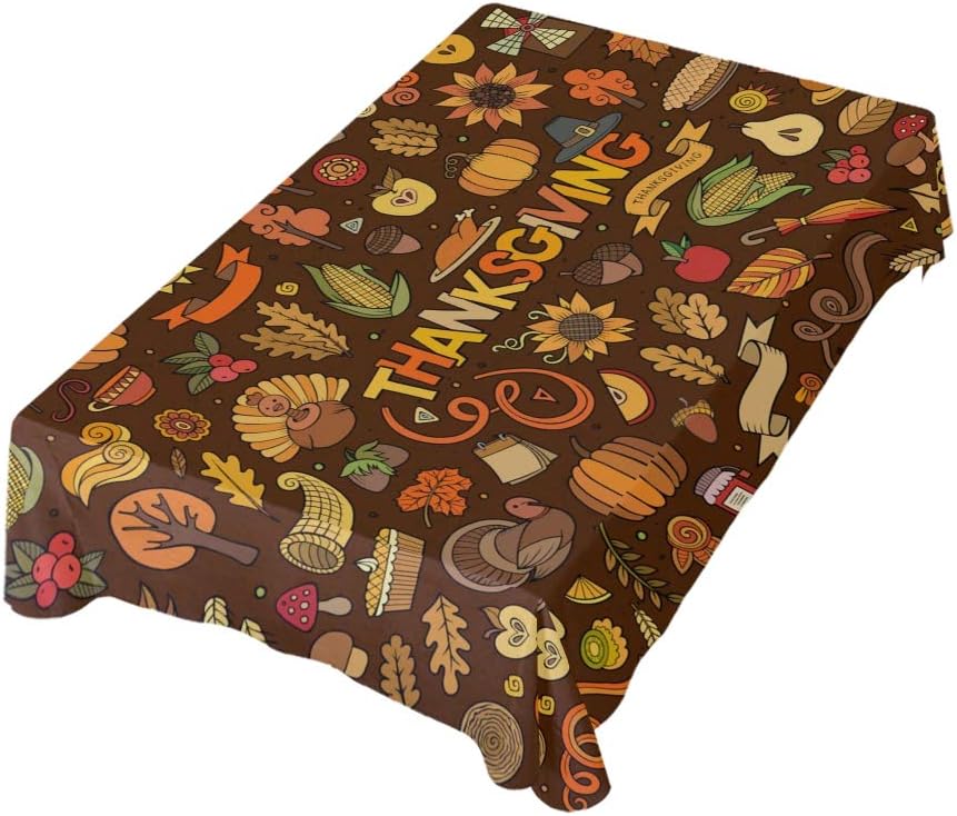 DOMIKING Thanksgiving Autumn Tablecloth, 60x108 Table
