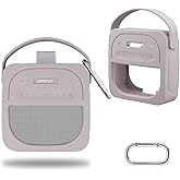 for Bose New SoundLink Micro 2nd Gen Portable Bluetooth Speaker Silicone Protective Case, Portable Travel Case with Carabiner (White) - co2CREA