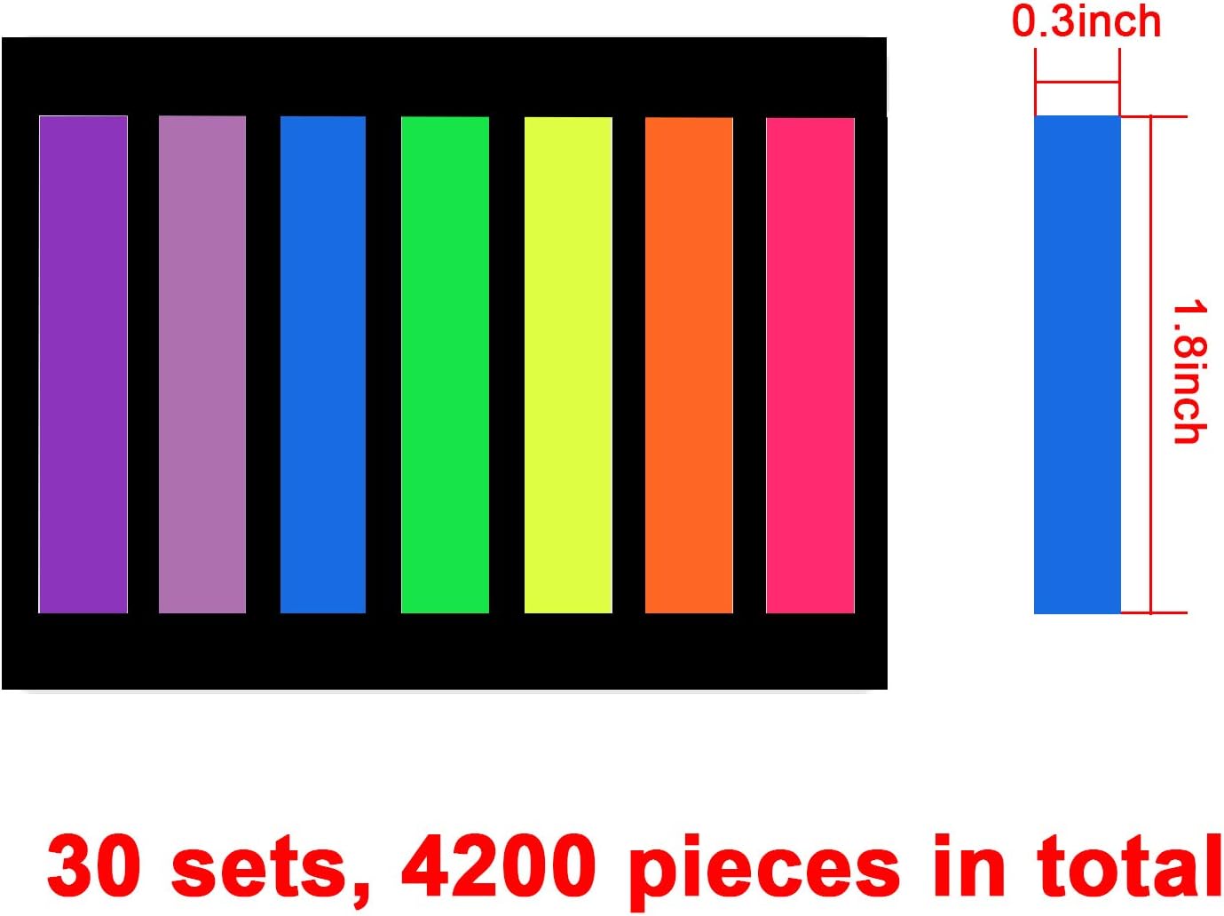 SIQUK 4200 Pieces Page Marker Tabs Colored Sticky Page Tabs Page Flags Fluorescent Tape Flags Index Tabs, 30 Sets 7 Colors : Office Products