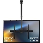 Mount-It! TV Ceiling Mount, 32-75", 110 lbs, MI-509B | Full motion 360 rotation, height adjustable 22-36", VESA 200x200-600x400, vaulted ceilings.