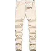 LZLER Mens Jeans Slim Fit Stretch Jeans Comfort Casual Classic Solid Denim Pants for Men
