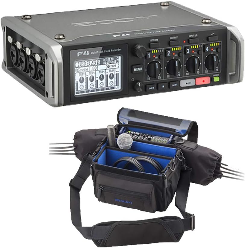 Zoom F4 multiTrack Field Recorder Six Inputs,Eight-Tracks + PCF-8n Protective Case For F8n,F8 and F4