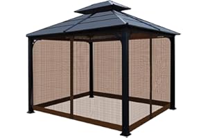 10 x 10 ft Gazebo Mosquito Netting Canopy Mosquito Netting, Universal Replacement Screen Walls Picnic Canopy Outdoor Sun Shad