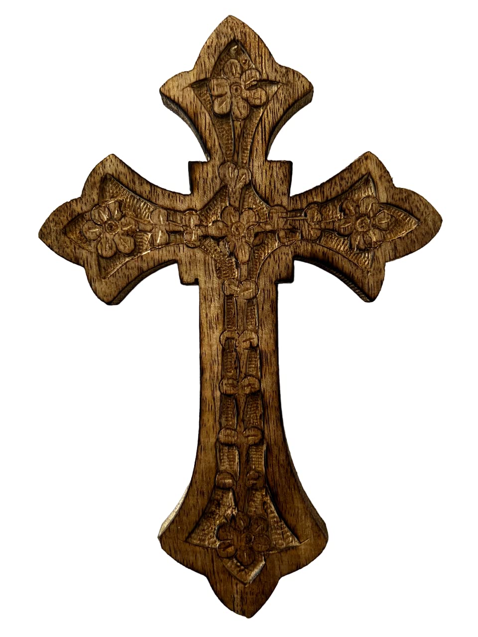IconsGr Handmade Wooden Holy Orthodox Religious Wood Carved Wall Cross Christ Crucifix Athos 85