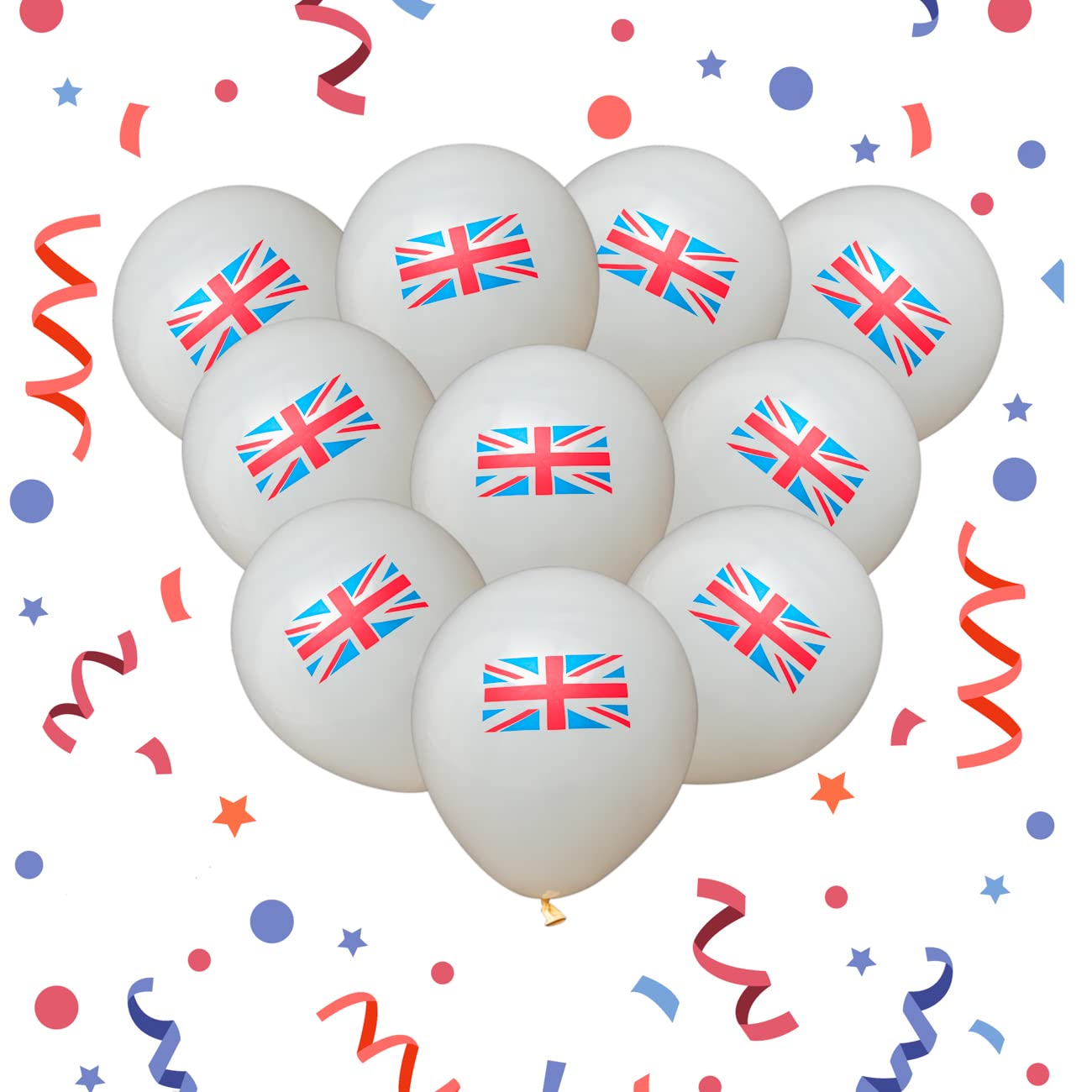 SHATCHI 50pcs Union Jack Flag Printed Balloons 12" King Charles III Coronation Royal Party Sports Event GB BBQ Street Decorations