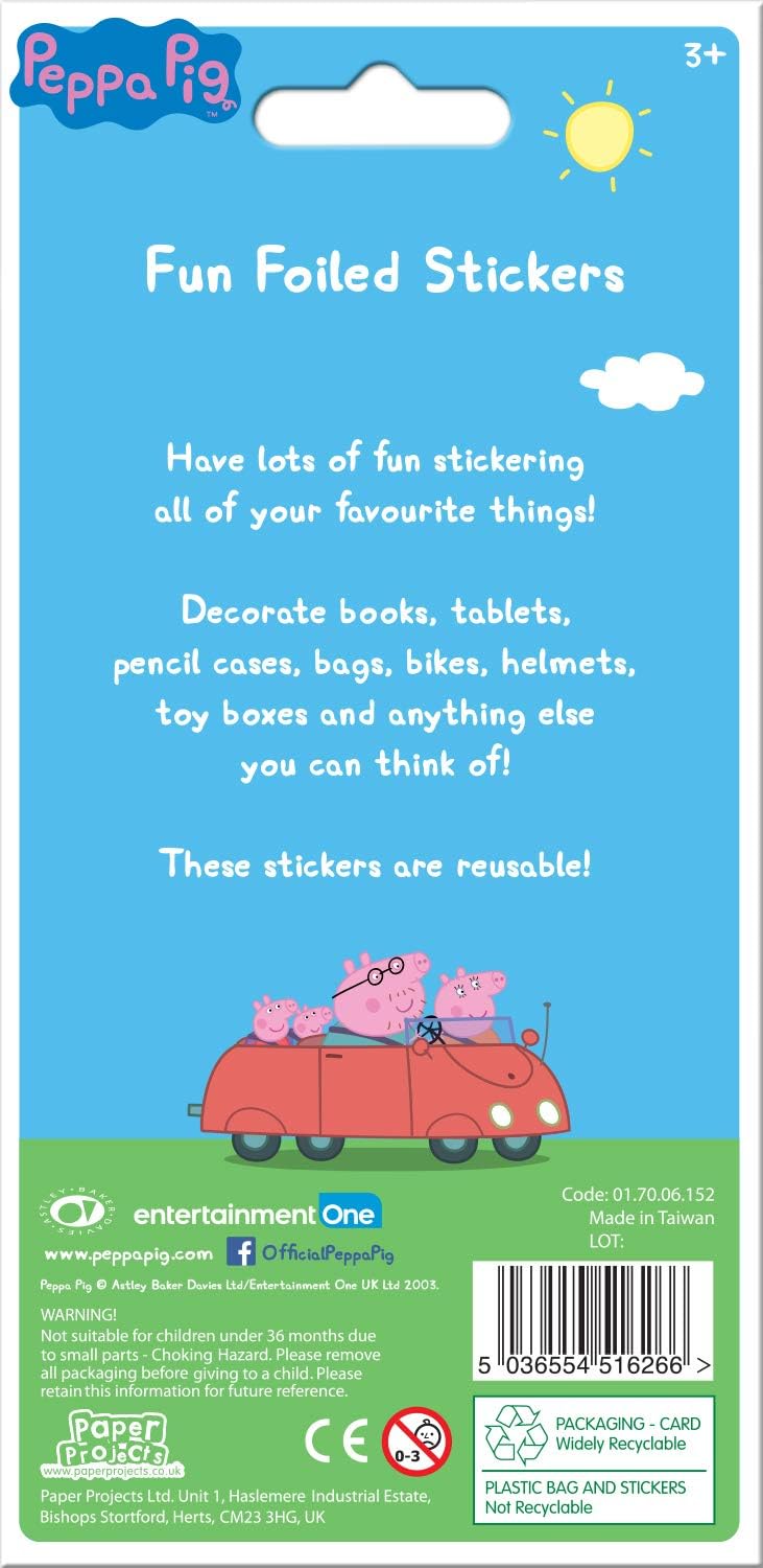Paper Projects 01.70.06.152 Peppa Pig Blue Sparkly Reusable Sticker Pack, 19.5cm x 9.5cm - Image 3