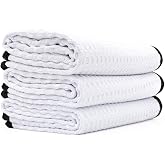 The Rag Company Dry Me A River Car Drying Towel, 16x24 in, 3-Pack | Paint-Safe &amp; Scratch-Free, Ultra-Absorbent, White, 70/30 Blend Korean Microfiber, 390 GSM, Dries Vehicles Faster