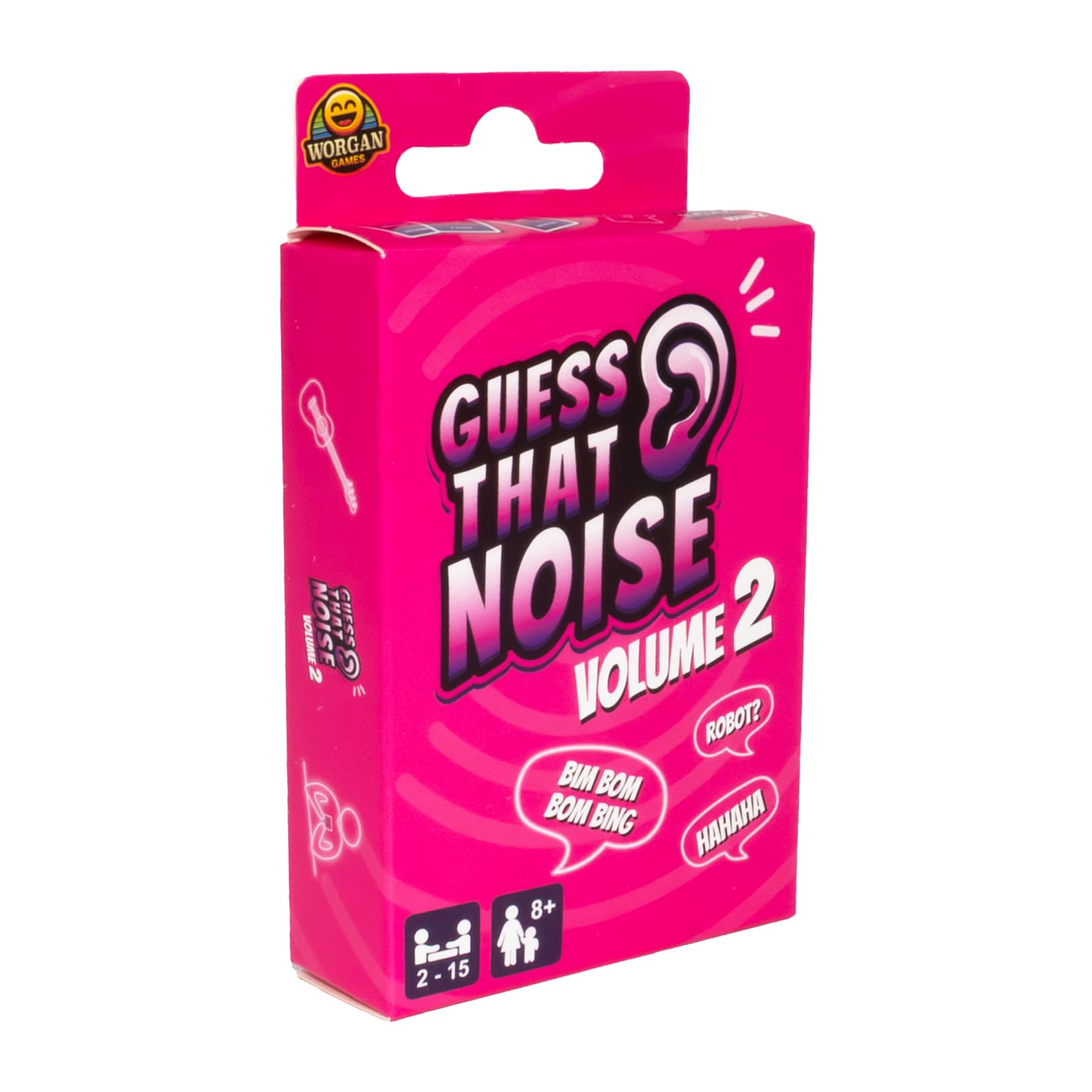 Worgan Games Guess That Noise Volume 2: Funny Sound Impressions Party Game for Family & Friends - Travel Size - 2-15 Players - Ages 8+