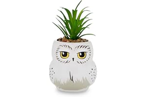 SILVER BUFFALO Harry Potter Hedwig 3-Inch Ceramic Mini Planter with Artificial Succulent | Small Flower Pot, Faux Indoor Plants For Desk Shelf, Home Decor Trinket Tray | Wizarding World Gifts and Collectibles