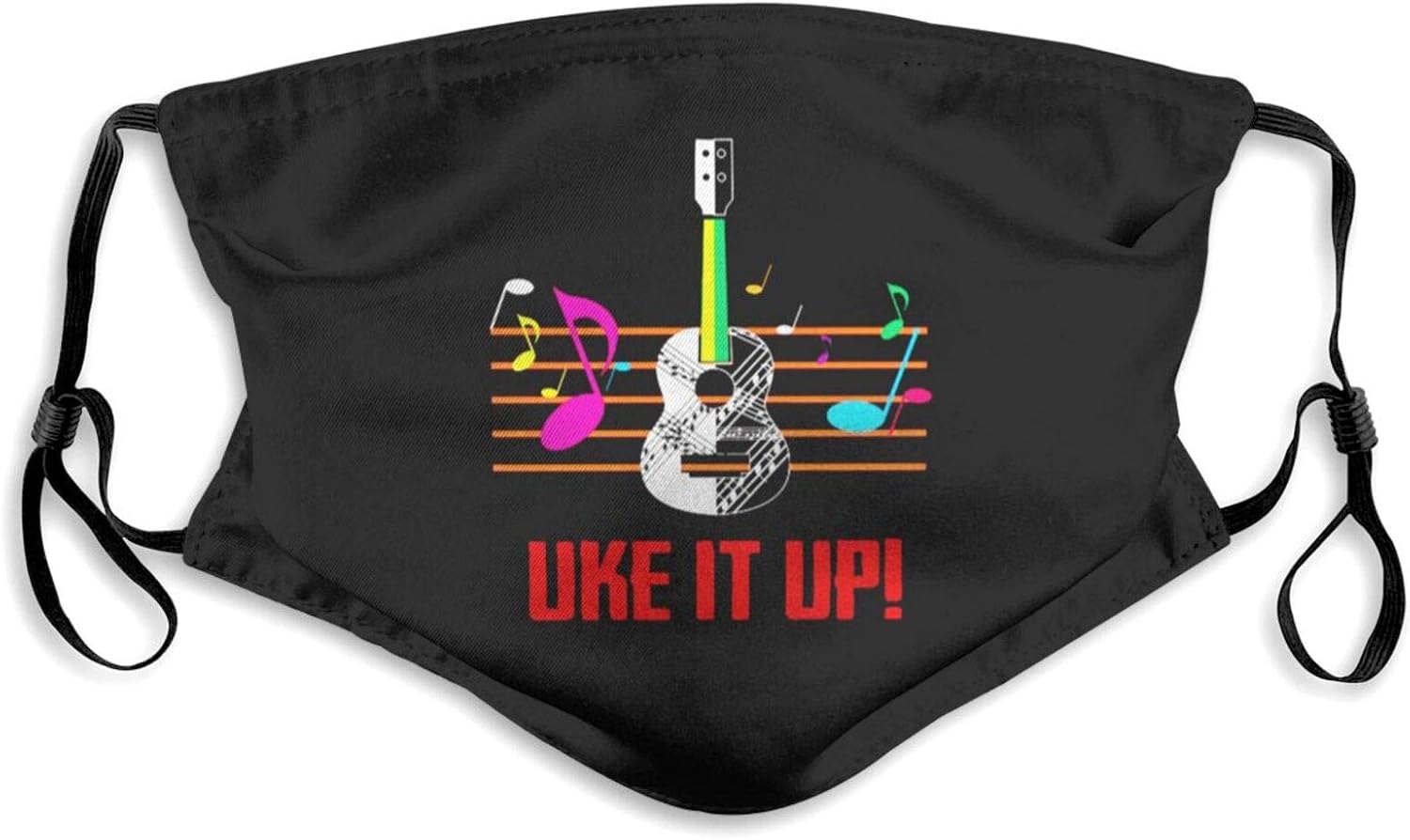 Unisex Face Mask Uke It Up With Musical Notes Ukulele