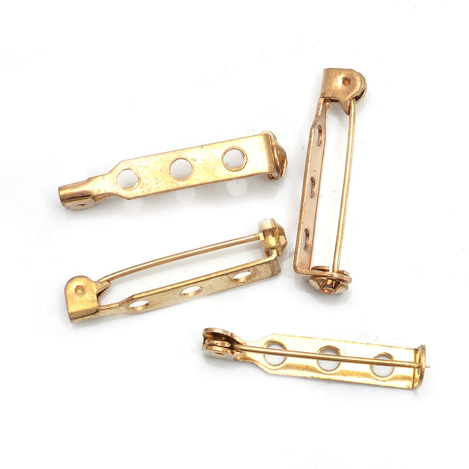Kalpdrum Brass Brooch Pin Raw Pin Back Base Safety Pins with 3 Holes 25