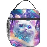 Insulated Lunch Box for Girls Men Boys Women Cat Lunch Box for Work,Picnic,School,Travel,Hiking,Beach or Fishing Polyester Purple Cat Theme Lunch Bag
