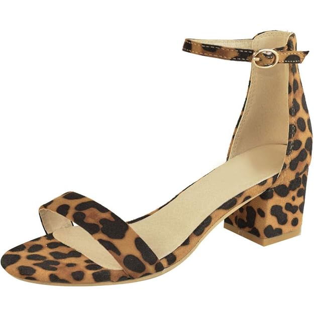 TIFIY Sandalen Damen, LässigeSexy Leopard-Druck Knöchel EIN Wort Schnalle Dicker Absatz Sandalen Party Schuhe Zehentrenner