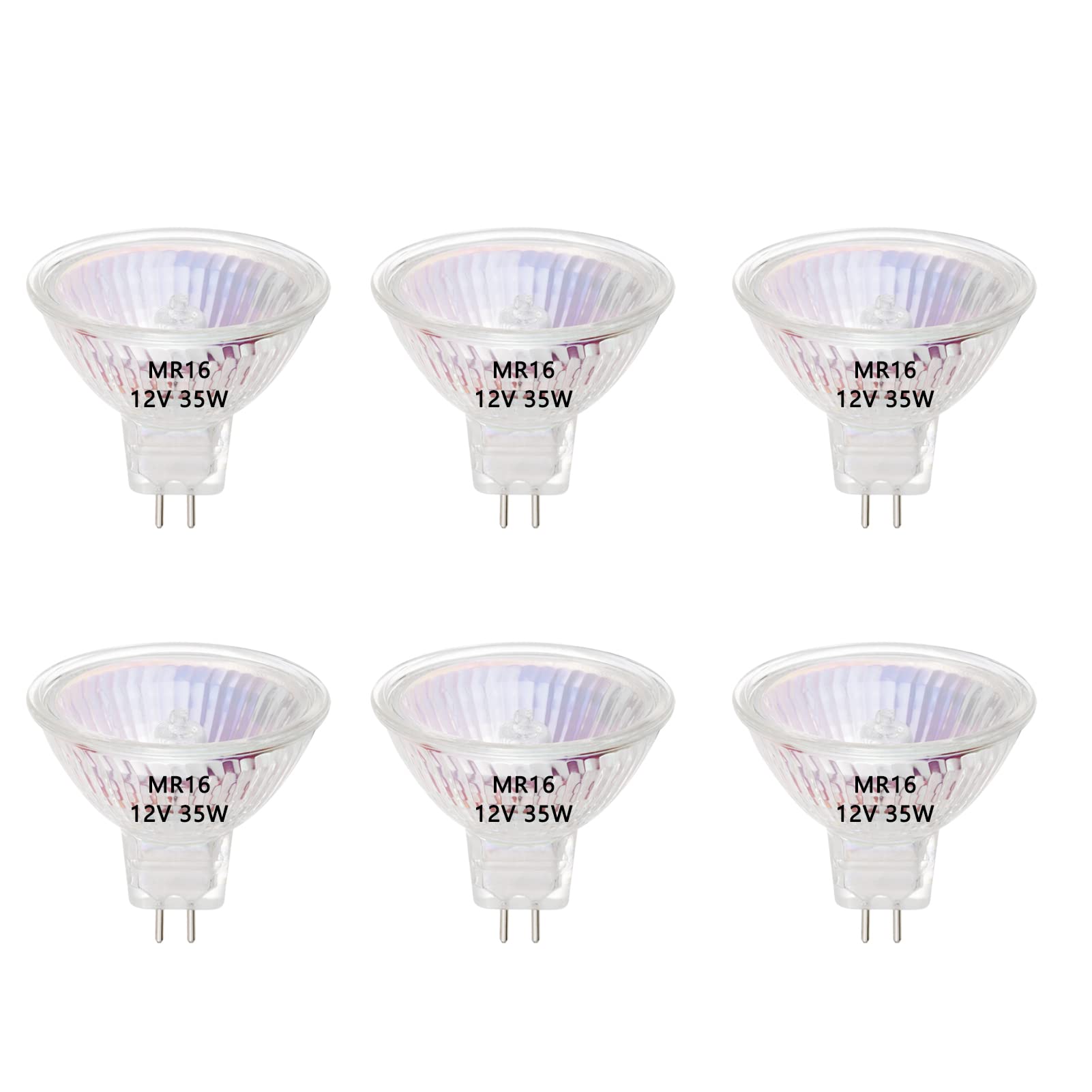 AHEVO MR16 Halogen Light Bulbs, 35W 12V, GU5.3 Bi-Pin Base MR16 Halogen Spotlight Bulbs, 2800K Warm White, ‎Dimmable, Pack of 6
