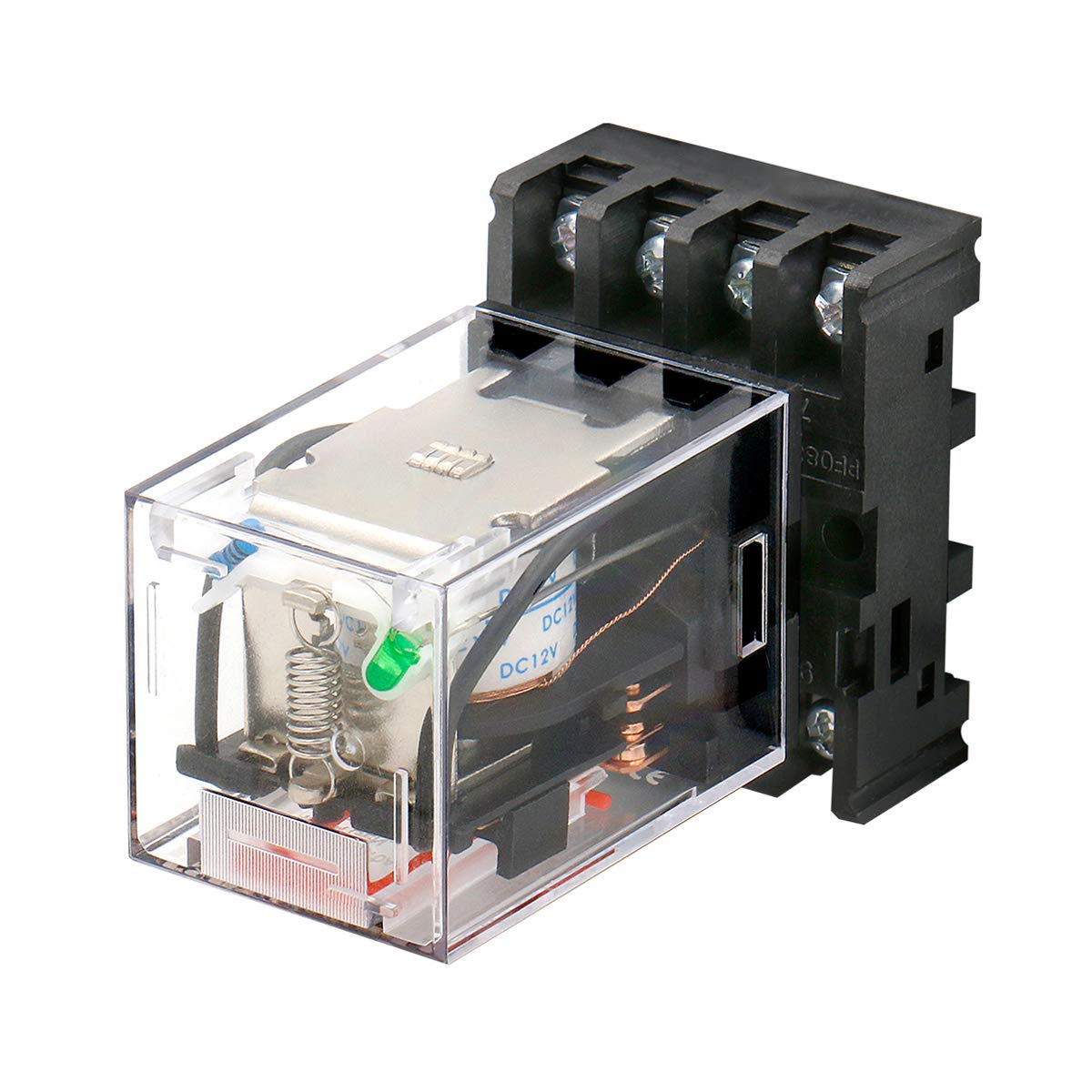 Heschen Gereral Purpose Relay MK2P-I DC 12V Coil DPDT 8 Pin with Plug-in Terminal Socket PYF83A - Image 3
