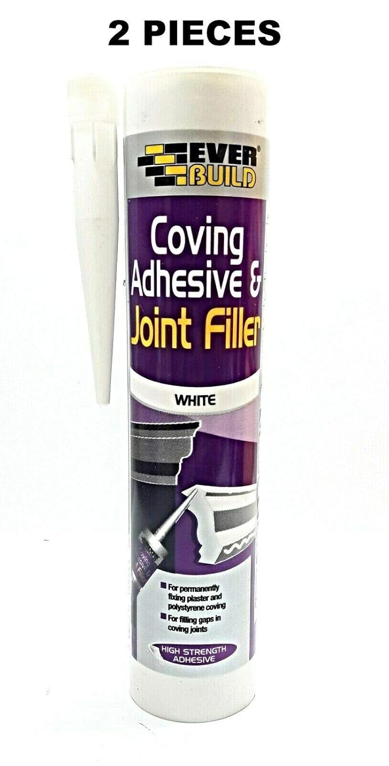 2 PCS EVERBUILD COVING ADHESIVE AND JOINT FILLER WHITE STRENGTH POLYSTYRENE PLASTER COVING