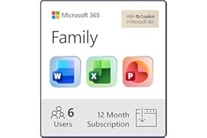 Microsoft 365 Famille | Abonnement de 12 mois, jusqu'à 6 personnes | Applications Premium Office | Stockage en nuage OneDrive de 1 To | Téléchargement PC/Mac/iOS/Android/Chrome