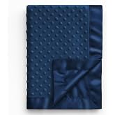 Pro Goleem Baby Soft Minky Dot Blanket with Silky Satin Backing Baby Gifts for Boys and Girls (Navy Blue, 30&rsquo;&rsquo; x 40&rsquo;&rsquo;)