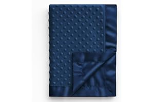 Pro Goleem Baby Soft Minky Dot Blanket with Silky Satin Backing Baby Gifts for Boys and Girls (Navy Blue, 30’’ x 40’’)