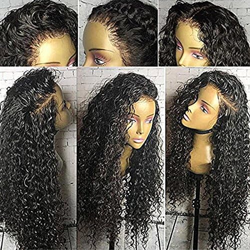 Luckysnow Curly Lace Front Human Hair Wigs 130% Density Brazilian Virgin Hair Kinky Curly Wig-Glueless with Baby Hair (12 Inch)