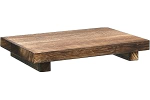 Nuogo Wood Riser Tray Soap, Stand Soap Tray for Kitchen Sink, Wood Pedestal for Kitchen Counter Sink Stand Decorative Rustic Bathroom Dishes Plant Bottles Candles Display(9 x 6 Inch,Brown)