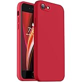 Vooii for iPhone SE Case 2022/3rd/2020,iPhone 8/7 Case, Upgraded Liquid Silicone with [Flat Edges] [Camera Protection] [Soft Anti-Scratch Microfiber Lining] Phone Case for iPhone SE - Red