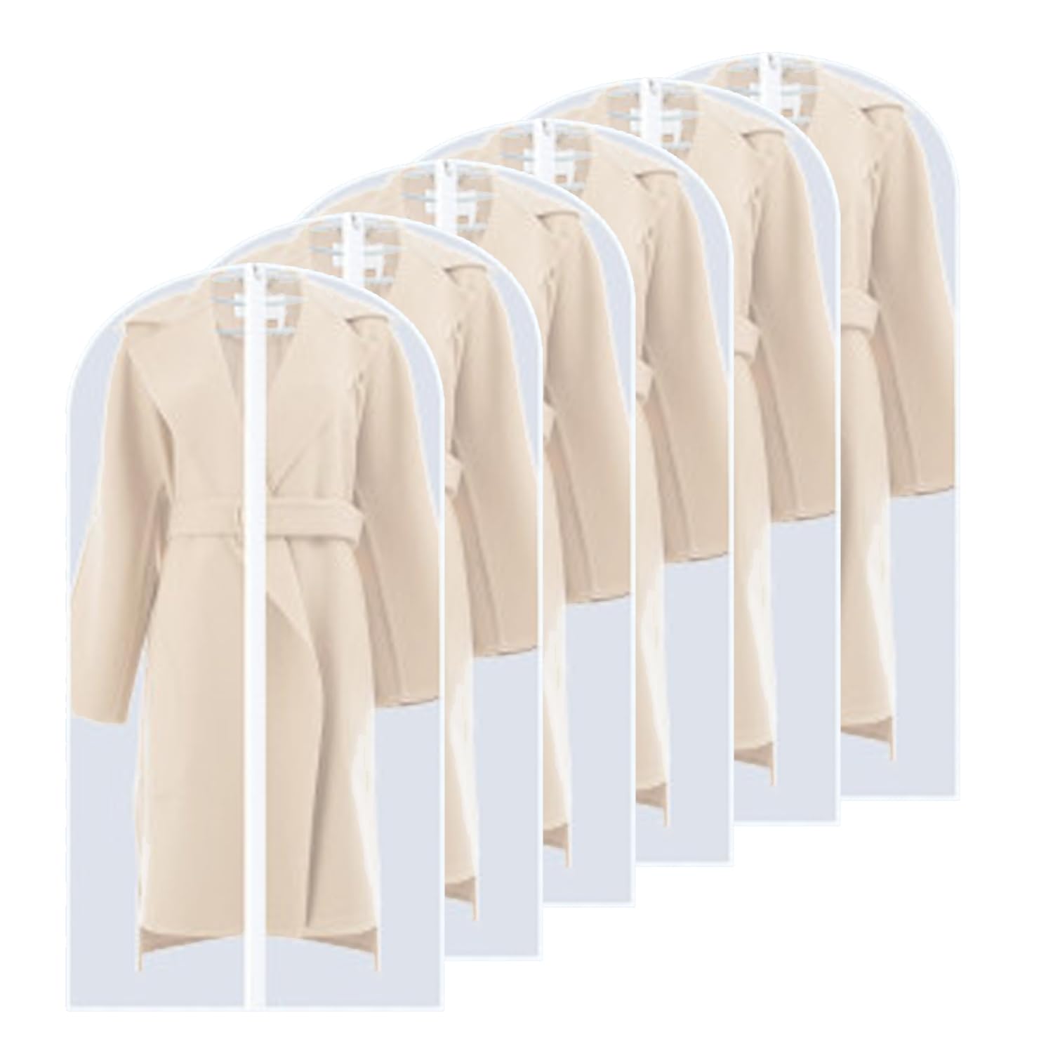 QH7 Garment Covers Dustproof Clothes Covers Moth Proof Coat Bag with Zip PEVA Translucent Dress Cover Waterproof Anti-mite Breathable Suit Protector 6pcs 60 * 140 cm