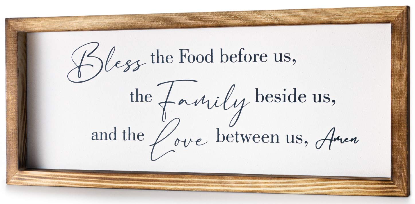Christian Wall Art – Bless The Food Before us Wooden Wall Decoration Inspirational Bible Verses Wall Decor Wooden Plaque Handmade Rustic Hanging Wall Sign for Home Décor Wall Office Bedroom