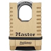 Master Lock ProSeries 4-Digit Combination Padlock, Brass Lock 1177D | Heavy-Duty, Commercial Grade Resettable Combination Lock with 2-1/4" Shrouded Solid Brass Body for Durable Outdoor Protection