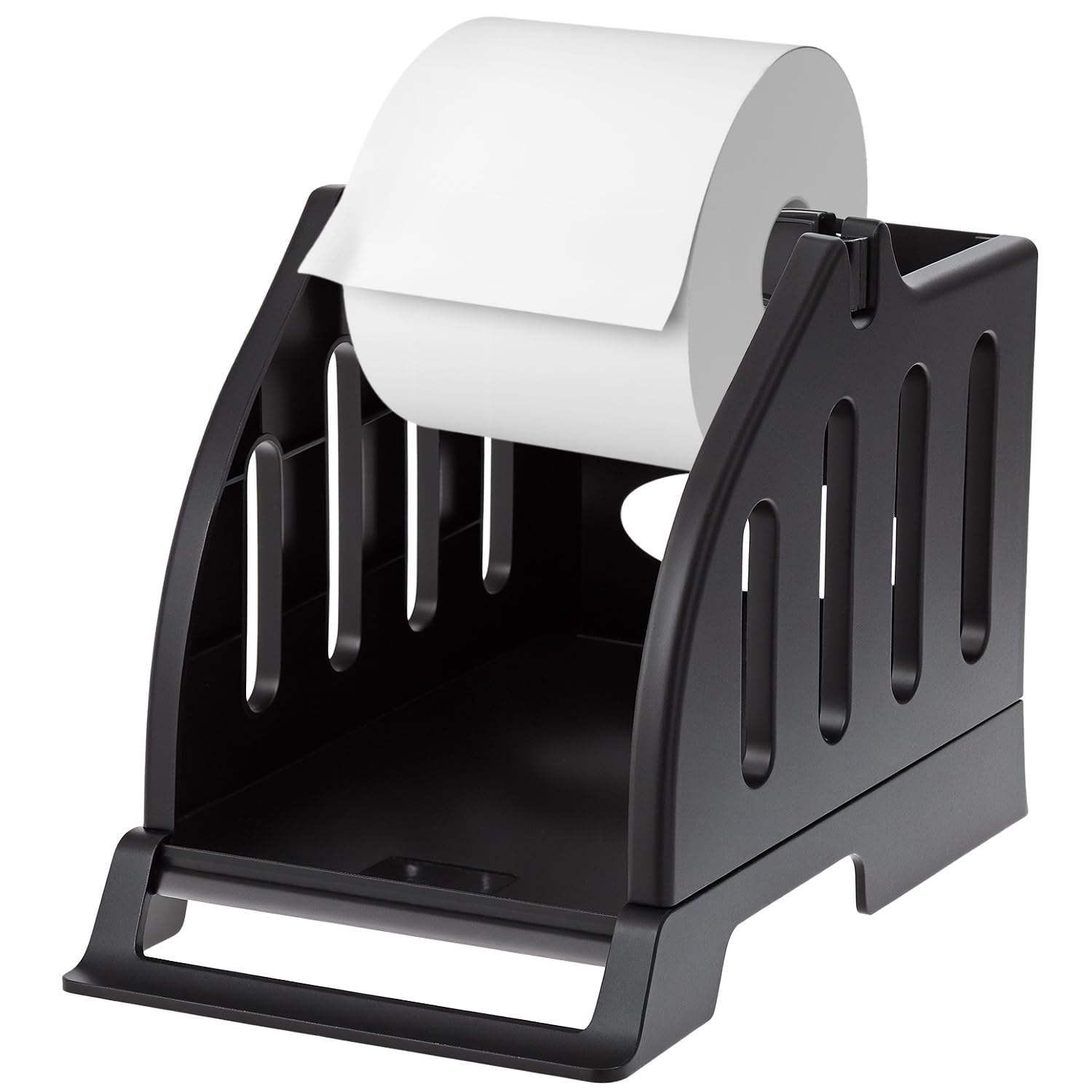 QWORK® Label Roll Holder, Fanfold Label Holder for Desktop Thermal Printer, Fit for Delivery, Supermarket and Pharmacy Store, Black