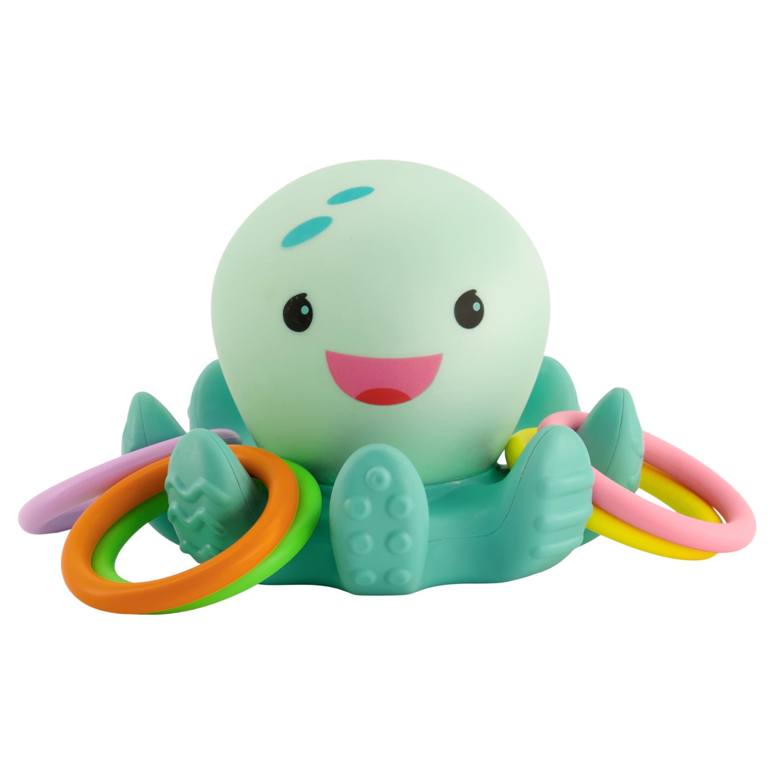 Infantino - Light Up Ring Catcher - Octopus Bath Toy - Enhancing Motor Skills in Babies & Toddlers - Night Light Kids - Illuminates for Engaging Play - 5 Tossing Rings - For babies aged 6 months +