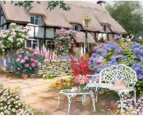 DIY Oil Painting, Paint by Number Kit for Home Wall Decor Art Gift, Front Garden