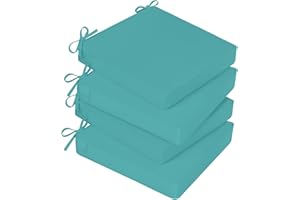 Basic Beyond Outdoor Chair Cushions for Patio Furniture, Waterproof Outdoor Seat Cushions Set of 4 19 x 19, Patio Chair Cushions Set of 4 with Ties and Handle, Teal