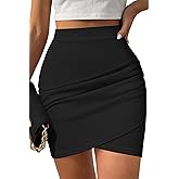Pink Queen High Waisted Mini Skirts for Women Tulip Hem Ruched Asymmetrical Bodycon Pencil Short Skirts Date Night Outfits