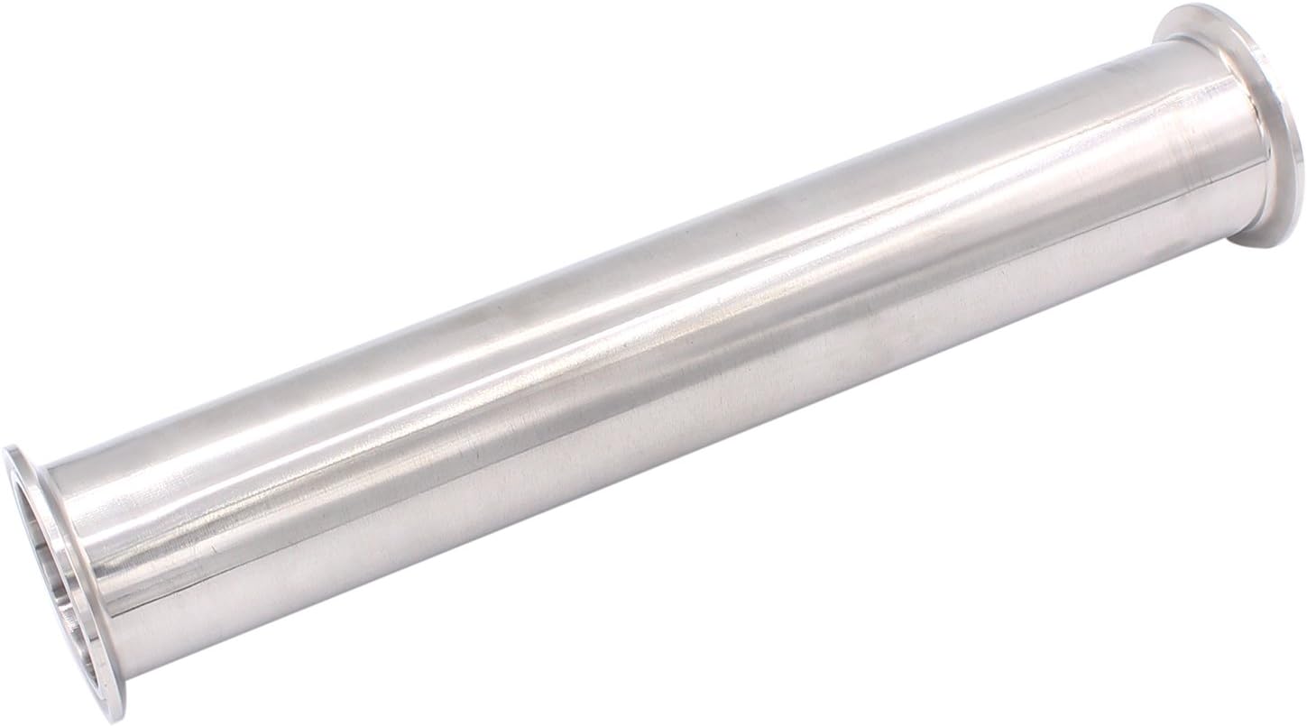 DERNORD Sanitary Spool Tube with Clamp Ends,Stainless Steel 304 Seamless Round Tubing with 2 inch Tri Clamp 64MM Ferrule Flange (Tube Length: 12 Inch / 305MM)