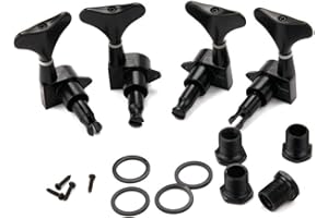 WINGPOWER Electric Bass Tuning Pegs, Machine Heads Knobs, String Tuners for Electric Bass, 4Pcs, 2 Left 2 Right, Black Closed Zinc Alloy, Guitar and Bass Accessories