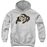 University of Colorado Official Distressed Primary Unisex Youth Pull-Over Hoodie, Athletic Heather, Large