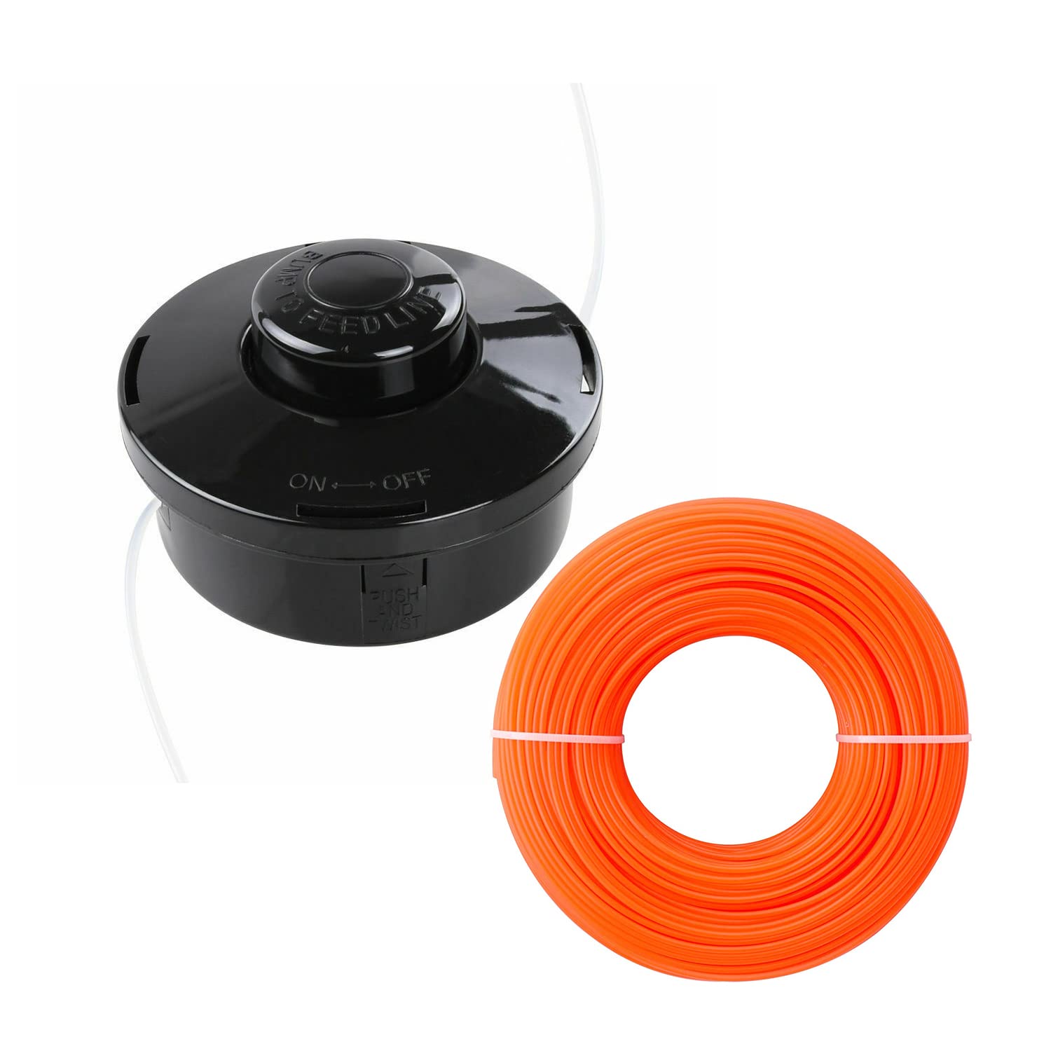 ASOENTIWOX Strimmer Head, Universal Trimmer Head M10 x 1.25 LHF, Petrol Strimmer Spool Replacement Head, With 2.4mm X 30M Strimmer Line, Pre-installed 1m Strimmer Wire