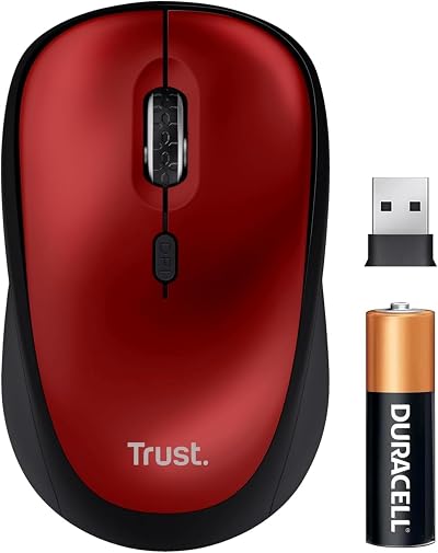 Trust Yvi+ Silent Wireless Mouse Red 800-1600 DPI Ambidextrous