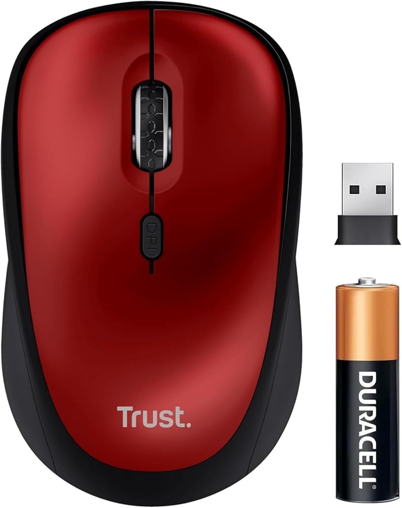 Trust Yvi+ Silent Wireless Mouse Red 800-1600 DPI Ambidextrous