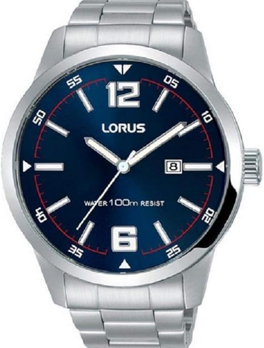 lorus men's blue dial chronograph watch