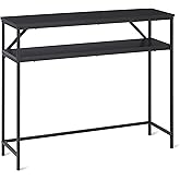 �鶹�� Basics Rectangular Console Table with Storage Shelf, Steel Frame, 30D x 100W x 80H cm, Black