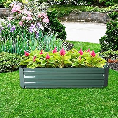 HENGMEI - Jardinera de Acero galvanizado, Rectangular, para balcón ...