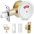 Tandefio 1 Pcs Vacant Occupied Bathroom Lock Deadbolt with Occupancy Indicator 304 Stainless Steel Lock Indicator for Restroom Bathroom Fit Door Thickness from 1 3/8" to 2", Satin Chrome