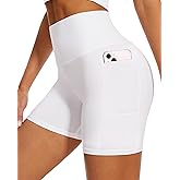 DHSO High Waisted Biker Shorts for Women-5" Tummy Control Fitness Athletic Workout Running Yoga Gym Shorts