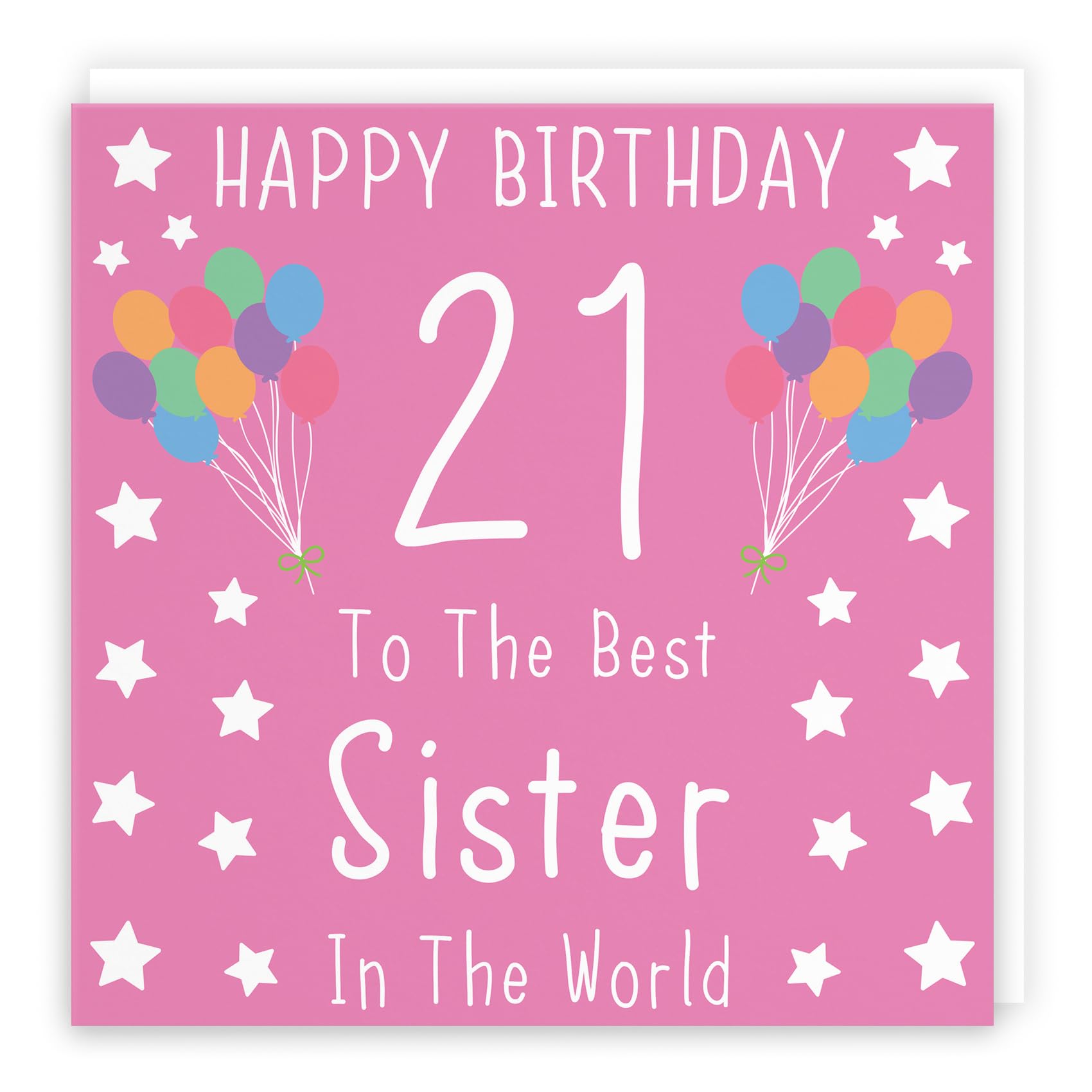Hunts England - Large Sister 21st Birthday Card - Happy Birthday - 21 - To The Best Sister In The World - Iconic Collection - Large - 210 x 210 mm - Age 21